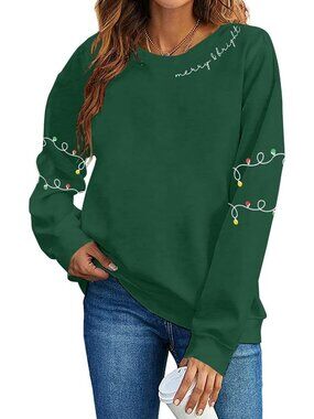 Merry & Bright Christmas Sweatshirt for Women | Graphic Pullover Top, Cozy